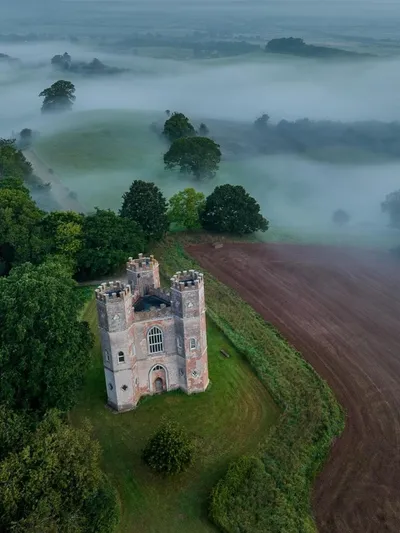 Aerial view of The Belvedere on the banks of the River Exe
