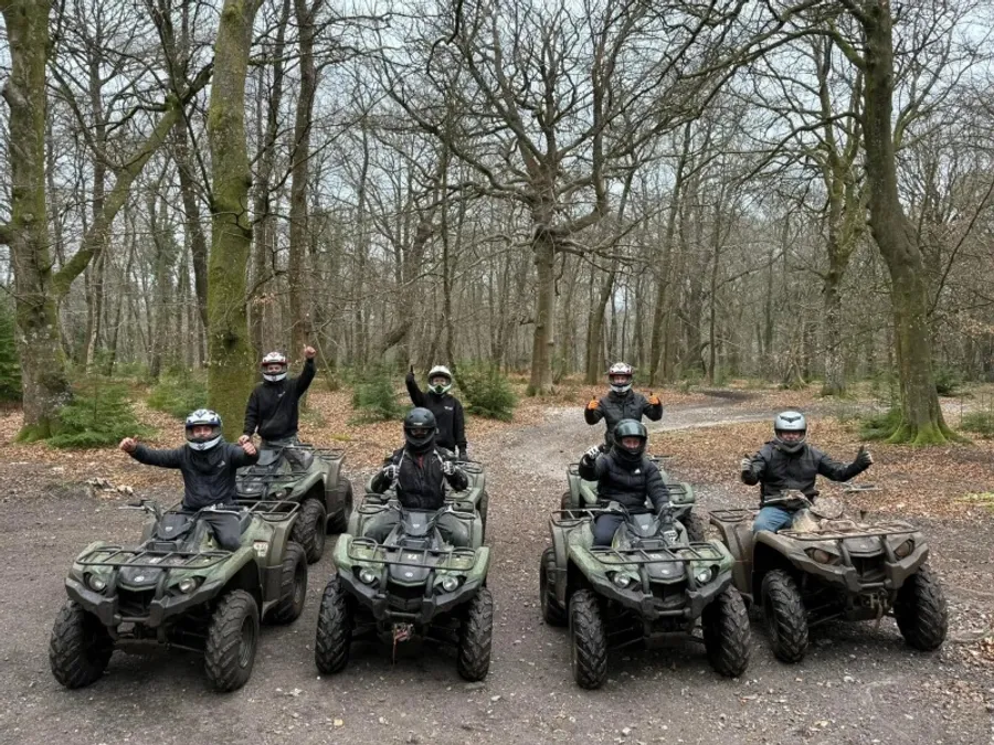 Quad bikes on woodland trails at Ashcombe Quads near Dawlish